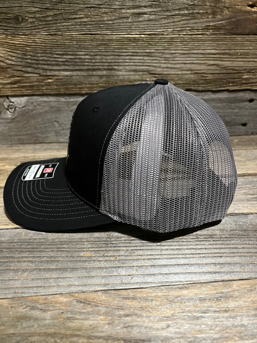 All Black Leather Patch Hat