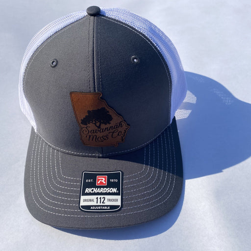 Savannah Moss Co. Charcoal/White Leather Patch Hat - Savannah Moss Co.
