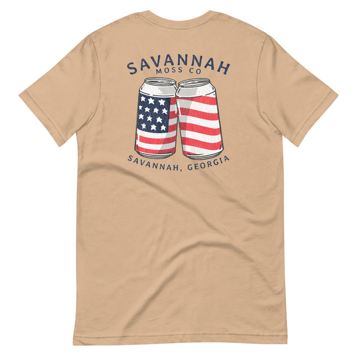 Savannah Moss Co Patriotic Beer Cans Short Sleeve t-shirt - Savannah Moss Co.