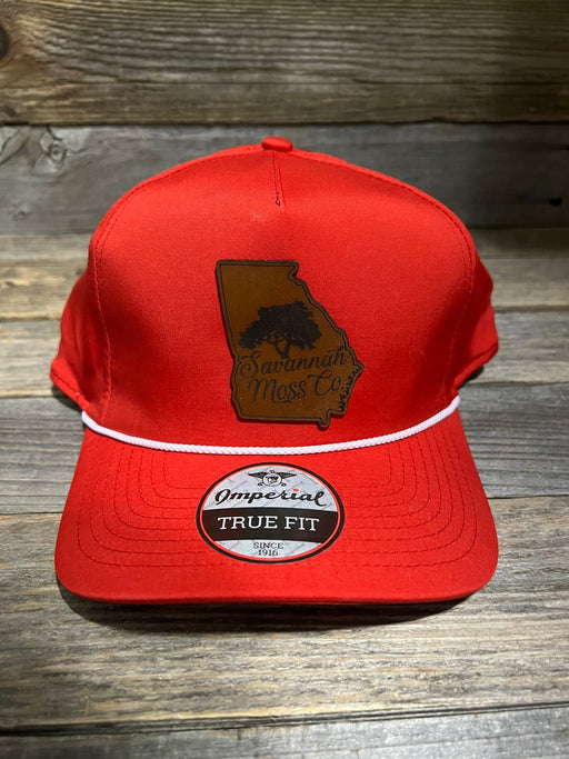Savannah Moss Co. Red Rope Leather Patch Snapback Hat - Savannah Moss Co.