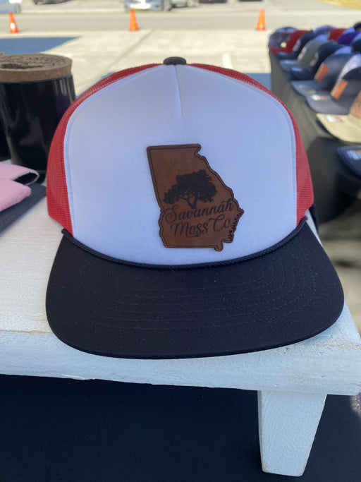 Savannah Moss Co. Red/Black/White Foamie Leather Patch SnapBack Hat - Savannah Moss Co.