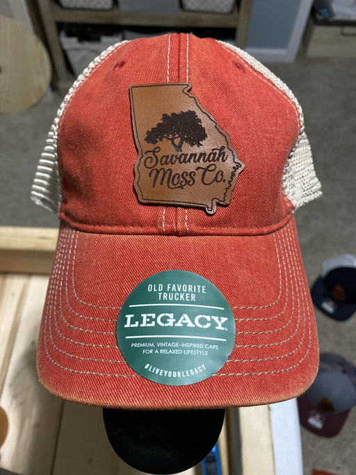 Savannah Moss Co. Red/Khaki Legacy Leather Patch Hat - Savannah Moss Co.