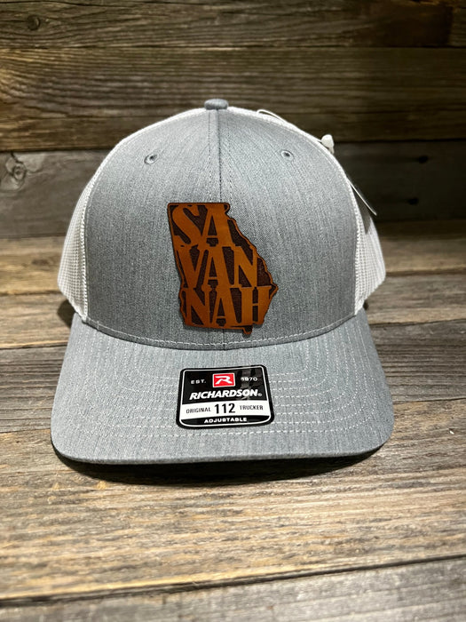 Savannanh, Georgia Leather Patch Trucker Hat - Savannah Moss Co.