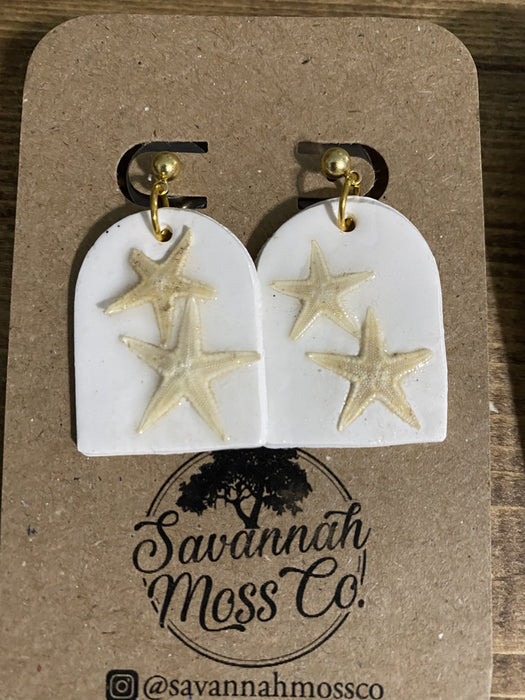 Starfish white clay earrings - Savannah Moss Co. Boutique