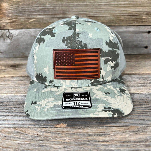 US Flag Leather Patch Digi Camo Hat - Savannah Moss Co.