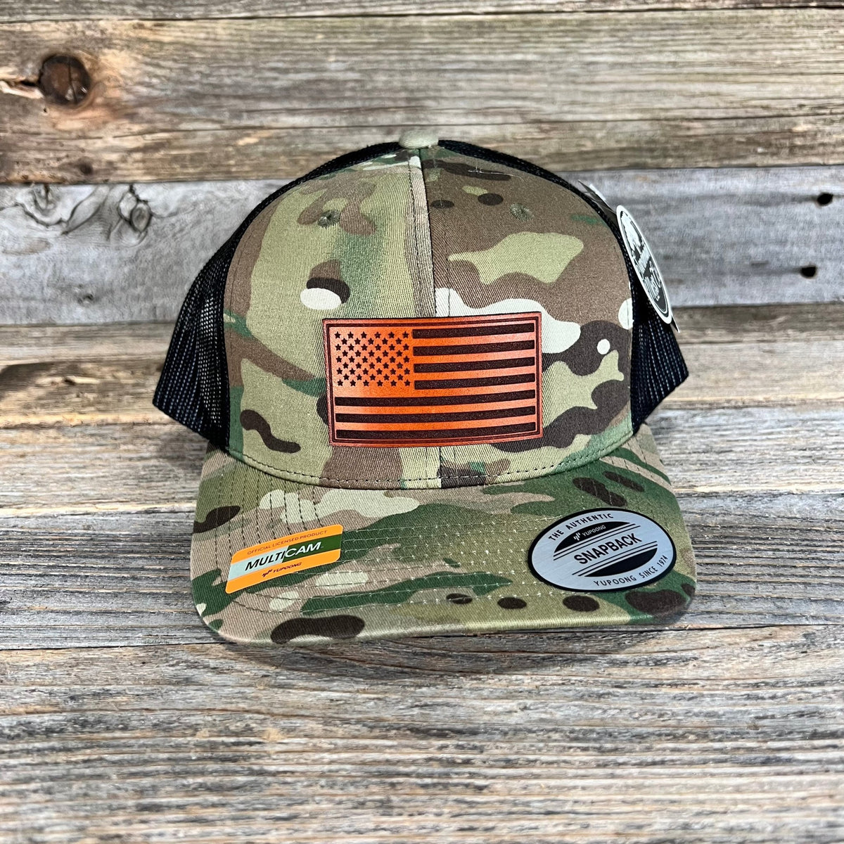 US Flag Multicam Green/Black Leather Patch Hat — Savannah Moss Co.