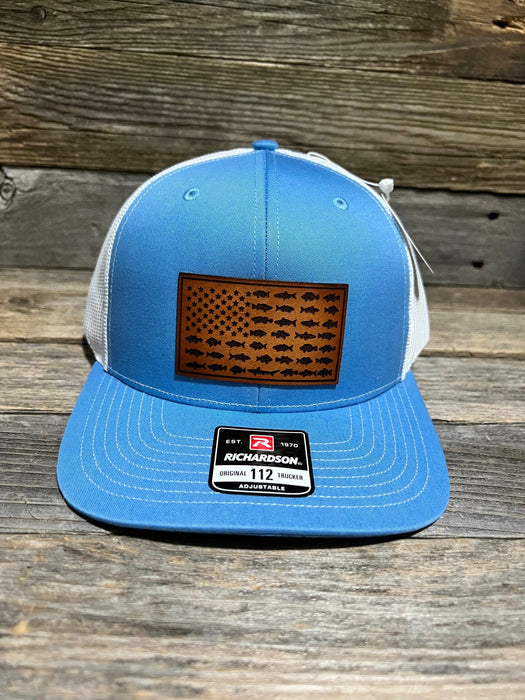 USA 🇺🇸 Fish Flag Leather Patch Hat - Savannah Moss Co.