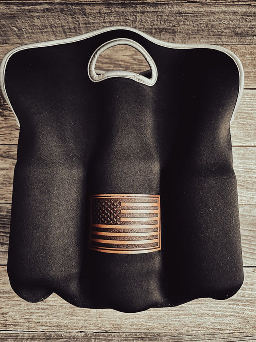 USA Flag Leather Patch 6 pack can koozie - Savannah Moss Co.
