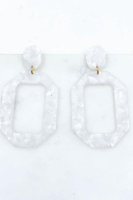 White Acetate Post Drop Earrings - Savannah Moss Co. Clothing & Goods Boutique