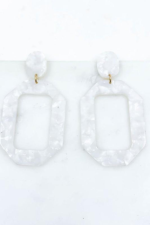 White Acetate Post Drop Earrings - Savannah Moss Co. Clothing & Goods Boutique