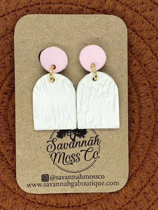 White Bark with Pink Clay Earrings - Savannah Moss Co. Boutique
